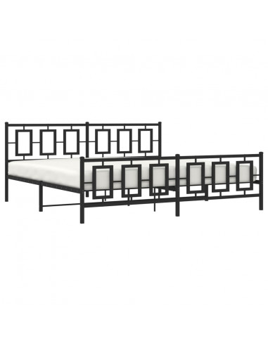 Giroletto con Testiera e Pediera Metallo Nero 193x203 cm