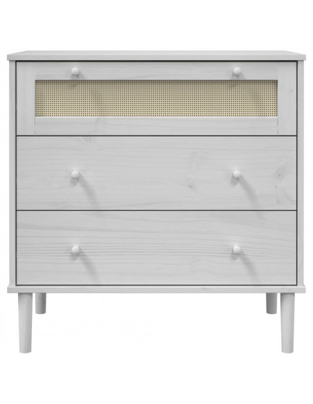 Cassettiera SENJA Aspetto Rattan Bianca 80x40x80 cm Legno Pino