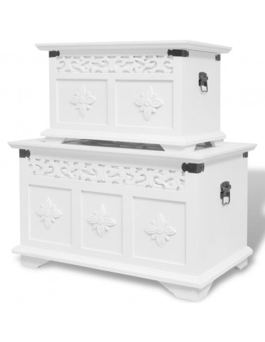 Set 2 Pezzi Cassapanche Bianche