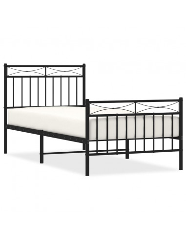 Giroletto con Testiera e Pediera Metallo Nero 90x200 cm