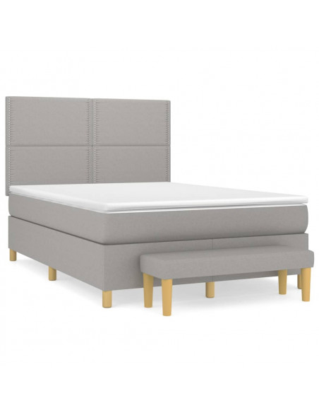 Giroletto a Molle con Materasso Grigio Chiaro 140x190cm Tessuto