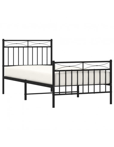 Giroletto con Testiera e Pediera Metallo Nero 90x200 cm