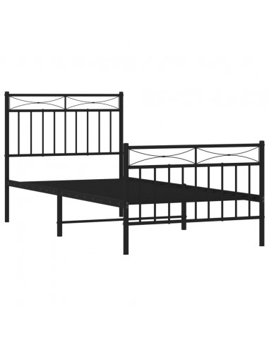 Giroletto con Testiera e Pediera Metallo Nero 90x200 cm