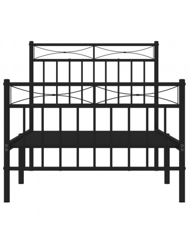 Giroletto con Testiera e Pediera Metallo Nero 90x200 cm