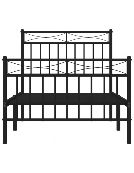 Giroletto con Testiera e Pediera Metallo Nero 90x200 cm