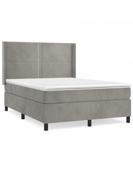 Giroletto a Molle con Materasso Grigio Chiaro 140x200cm Velluto