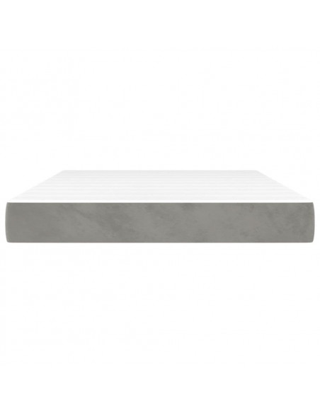 Materasso a Molle Grigio Chiaro 140x190x20 cm in Velluto