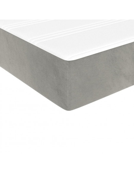 Materasso a Molle Grigio Chiaro 140x190x20 cm in Velluto