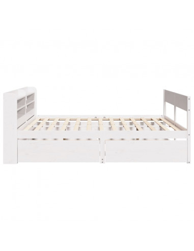 Letto senza Materasso Bianco 135x190 cm Legno Massello di Pino