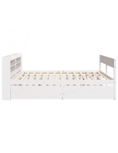 Letto senza Materasso Bianco 135x190 cm Legno Massello di Pino