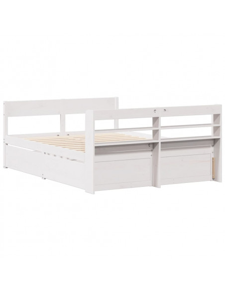 Letto senza Materasso Bianco 135x190 cm Legno Massello di Pino