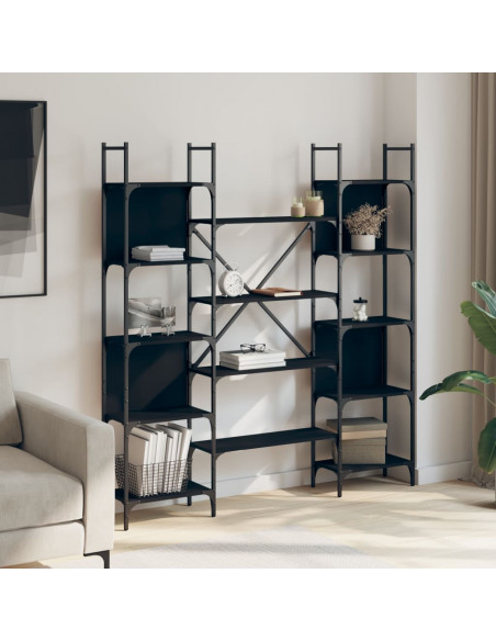 Libreria Nera 155,5x24x166,5 cm in Legno Multistrato