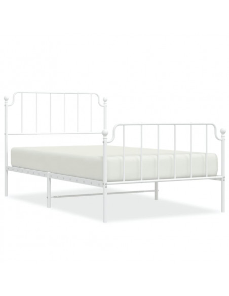 Giroletto con Testiera e Pediera Metallo Bianco 107x203 cm