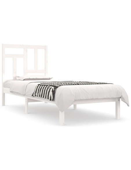 Giroletto Bianco in Legno Massello di Pino 90x190 cm Single