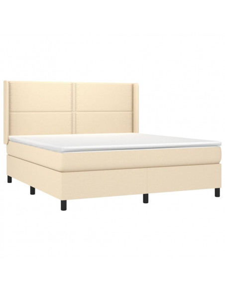 Letto a Molle con Materasso e LED Crema 160x200 cm in Tessuto