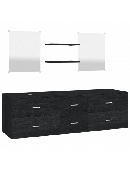 Set Mobili da Bagno 5 pz Nero in Legno Multistrato