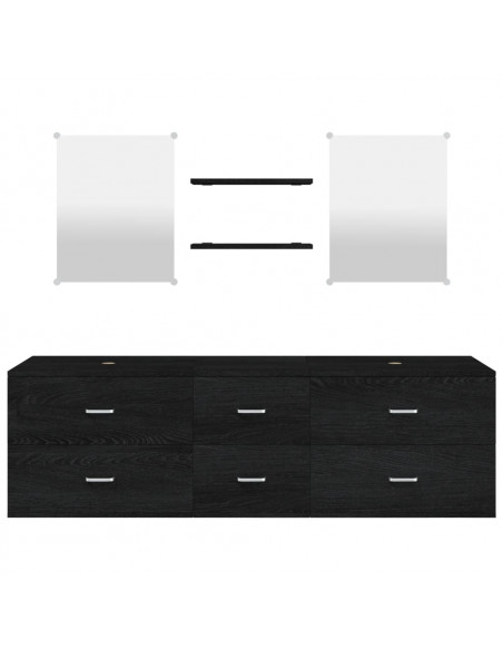 Set Mobili da Bagno 5 pz Nero in Legno Multistrato