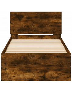 Giroletto con Testiera e LED Rovere Fumo 90x200 cm 2