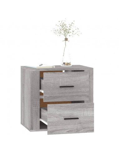 Comodino a Muro Grigio Sonoma 50x36x47 cm