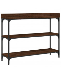 Tavolino Consolle con Ripiani Rovere Marrone 100x30x80 cm 2