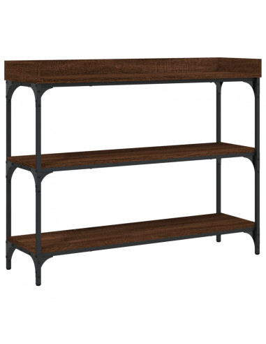 Tavolino Consolle con Ripiani Rovere Marrone 100x30x80 cm