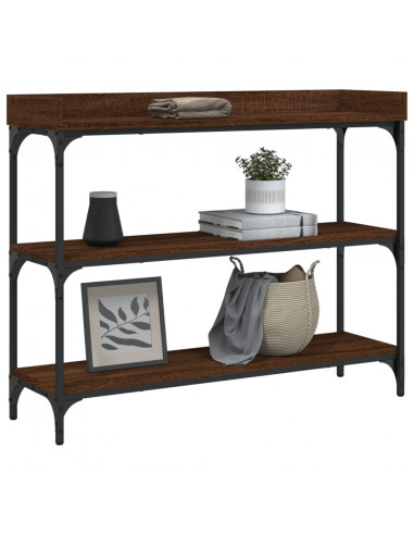 Tavolino Consolle con Ripiani Rovere Marrone 100x30x80 cm