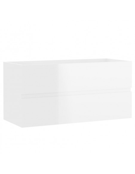Mobile Lavabo Bianco Lucido 90x38,5x45 cm in Legno Multistrato