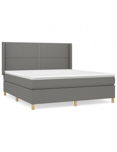 Giroletto a Molle con Materasso Grigio Scuro 180x200 cm Tessuto