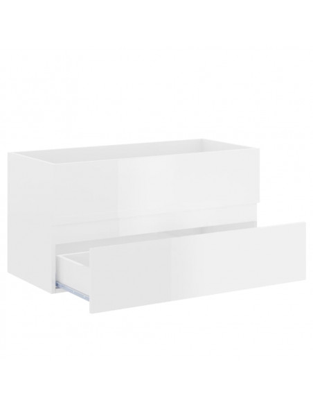 Mobile Lavabo Bianco Lucido 90x38,5x45 cm in Legno Multistrato