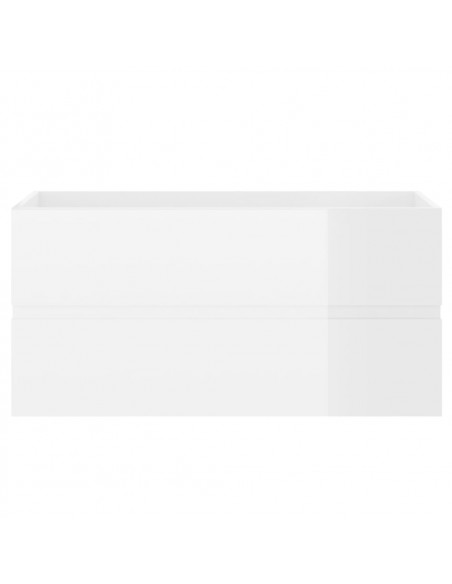 Mobile Lavabo Bianco Lucido 90x38,5x45 cm in Legno Multistrato