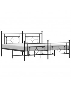 Giroletto con Testiera e Pediera Metallo Nero 183x213 cm 2