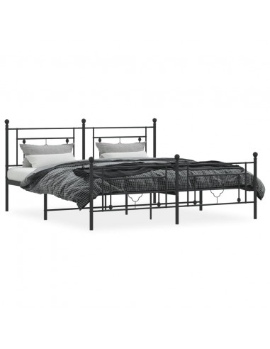 Giroletto con Testiera e Pediera Metallo Nero 183x213 cm