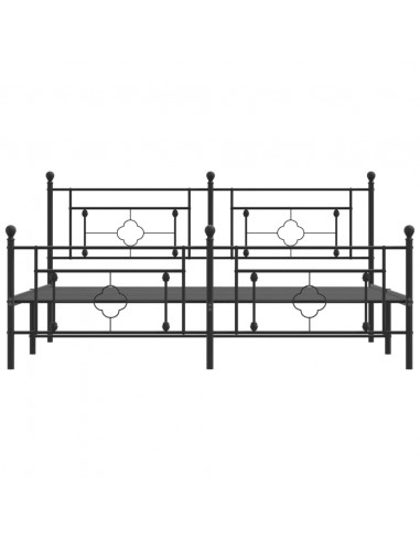 Giroletto con Testiera e Pediera Metallo Nero 183x213 cm