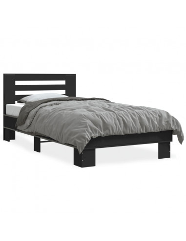 Giroletto Nero 75x190 cm in Legno Multistrato e Metallo