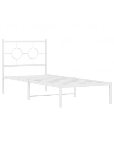 Giroletto con Testiera Metallo Bianco 80x200 cm