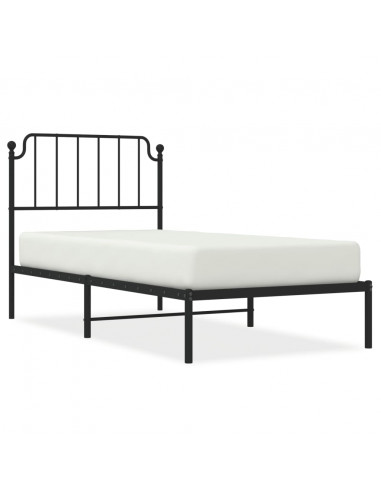 Giroletto con Testiera in Metallo Nero 90x190 cm