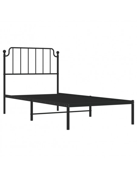 Giroletto con Testiera in Metallo Nero 90x190 cm