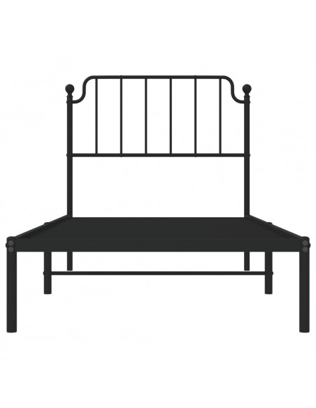 Giroletto con Testiera in Metallo Nero 90x190 cm