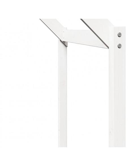 Letto Soppalco con Scala e Tetto Bianco 90x200 cm Massello Pino