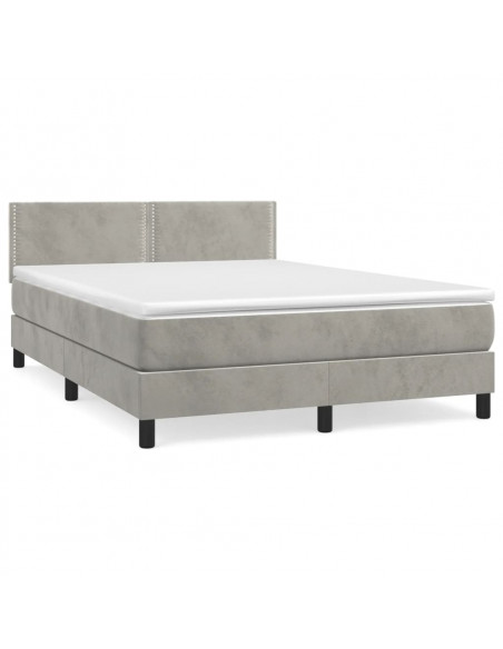 Giroletto a Molle con Materasso Grigio Chiaro 140x200cm Velluto