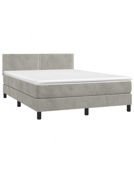 Giroletto a Molle con Materasso Grigio Chiaro 140x200cm Velluto