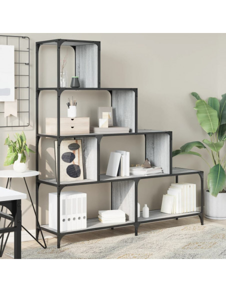Libreria 4 Ripiani Grigio Sonoma 139x33,5x149 Legno Multistrato
