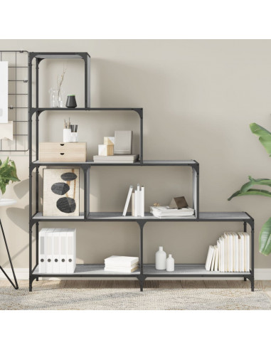 Libreria 4 Ripiani Grigio Sonoma 139x33,5x149 Legno Multistrato