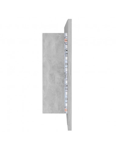 Armadietto a Specchio con Luci LED Grigio Cemento in Acrilico