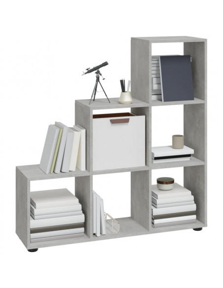 Libreria a Scala Grigio Cemento 107 cm in Legno Multistrato