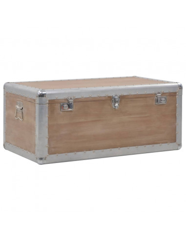 Baule Portaoggetti in Massello di Abete 91x52x40cm Marrone