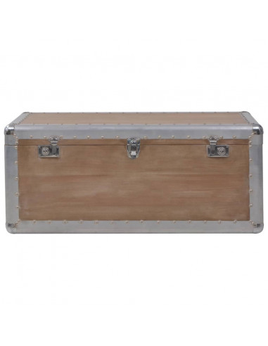 Baule Portaoggetti in Massello di Abete 91x52x40cm Marrone