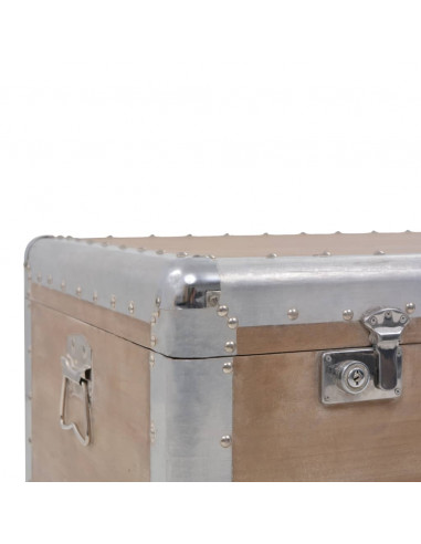 Baule Portaoggetti in Massello di Abete 91x52x40cm Marrone