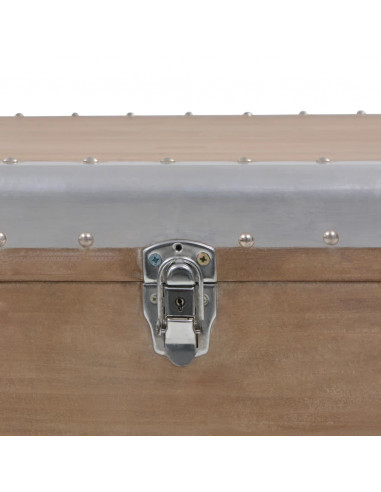 Baule Portaoggetti in Massello di Abete 91x52x40cm Marrone