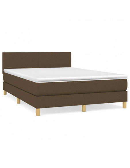Giroletto a Molle con Materasso Marrone Scuro 140x200cm Tessuto